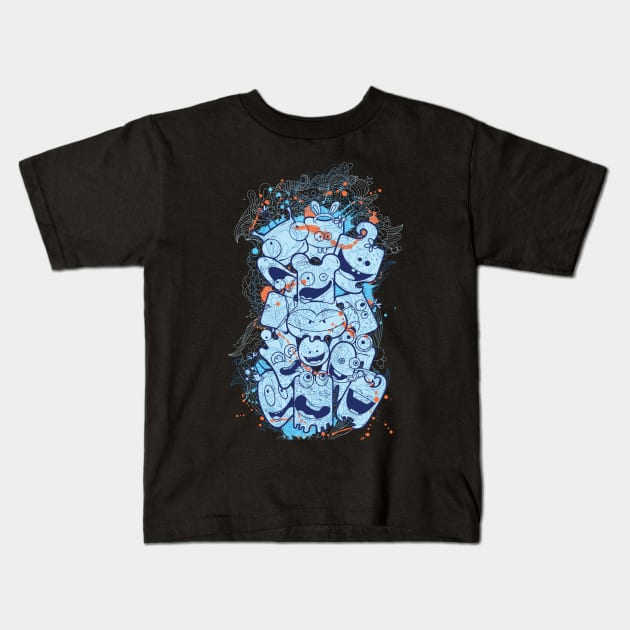 Blue Blobs Kids T-Shirt by Red Rov